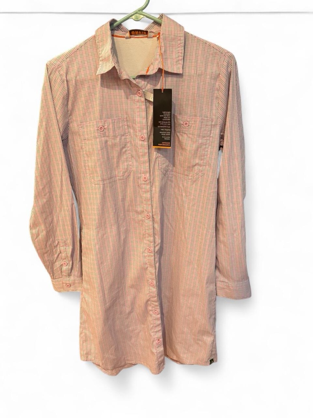 Light Pink Check Button-Down Dress - Orvis size small